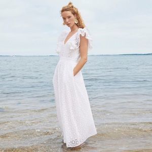 J. Crew Ruffle Maxi Eyelet Dress White Size 12